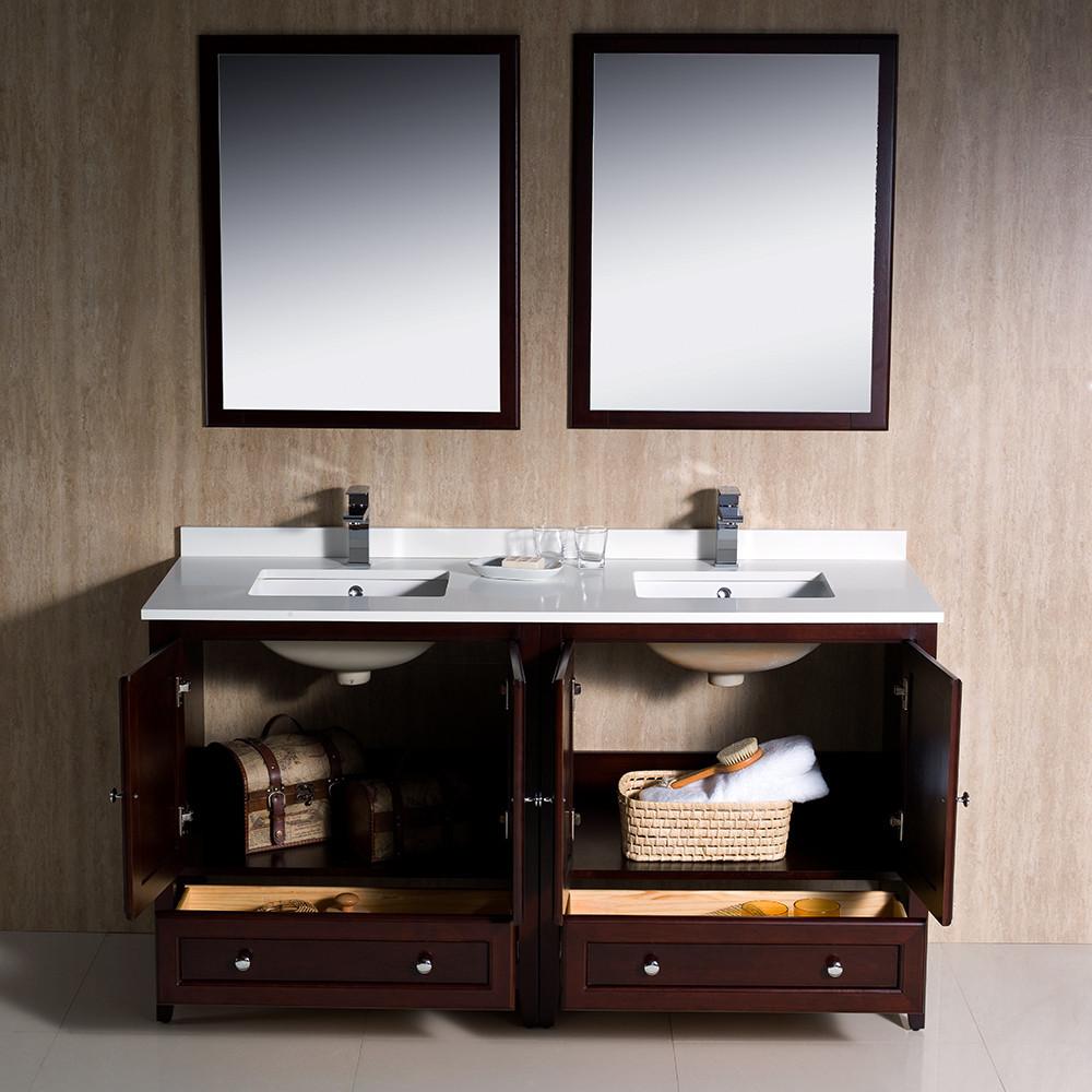 Fresca Oxford 60" Mahogany Traditional Double Sink Bathroom Vanity Vanity Fresca 
