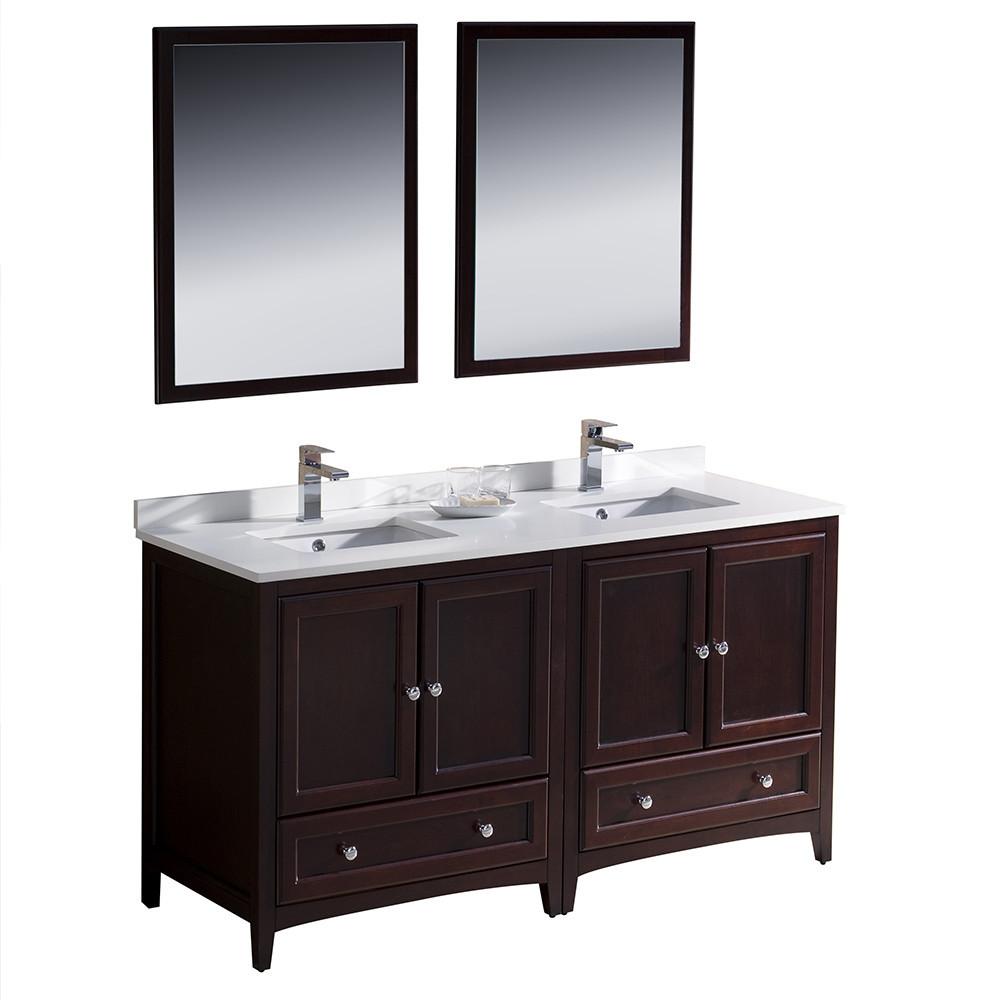 Fresca Oxford 60" Mahogany Traditional Double Sink Bathroom Vanity Vanity Fresca 
