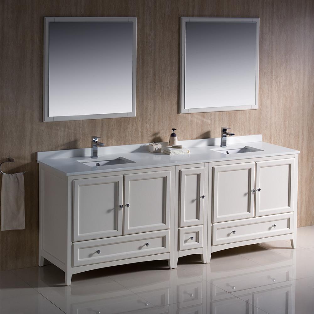 Fresca Oxford 84" Antique White Traditional Double Sink Bathroom Vanity Vanity Fresca 