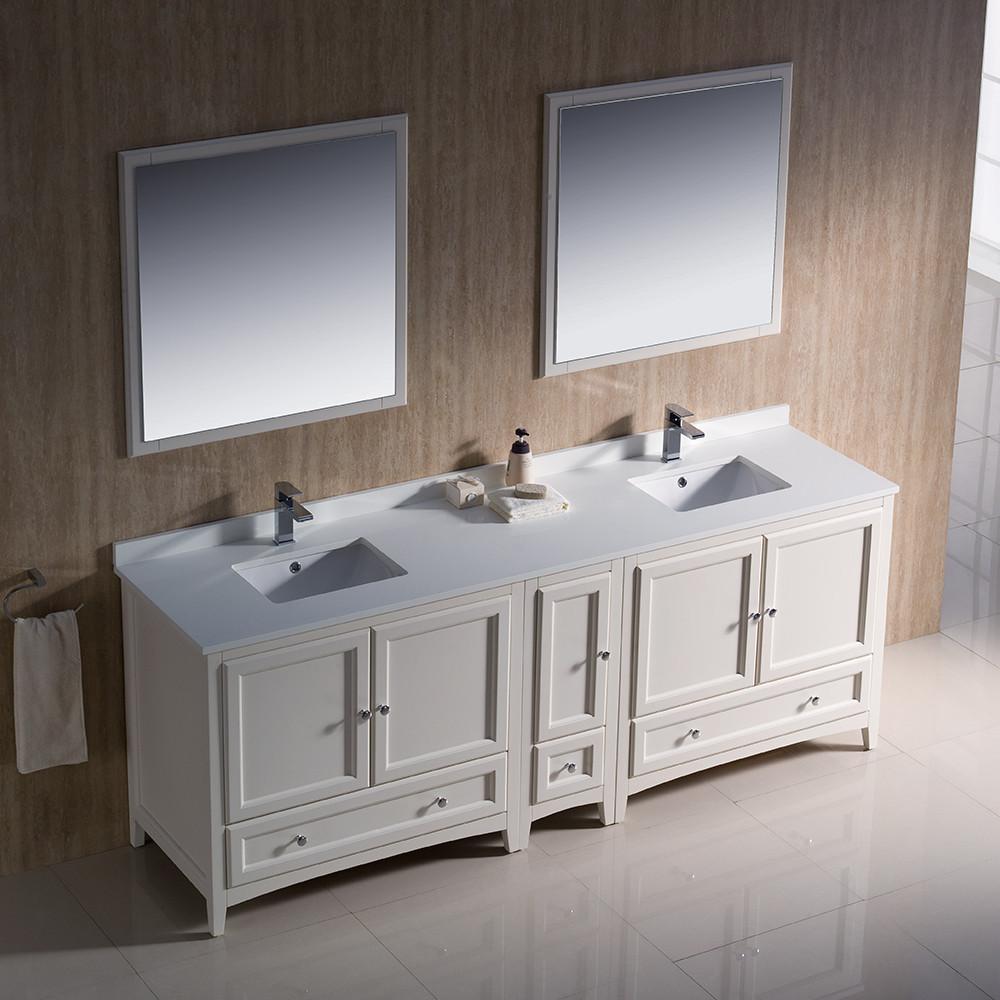 Fresca Oxford 84" Antique White Traditional Double Sink Bathroom Vanity Vanity Fresca 