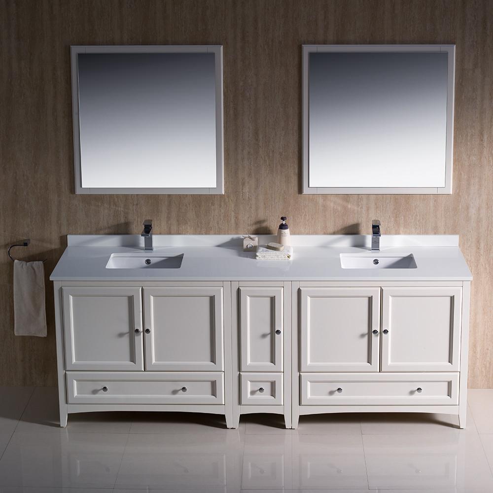 Fresca Oxford 84" Antique White Traditional Double Sink Bathroom Vanity Vanity Fresca 