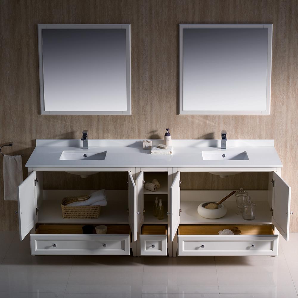 Fresca Oxford 84" Antique White Traditional Double Sink Bathroom Vanity Vanity Fresca 