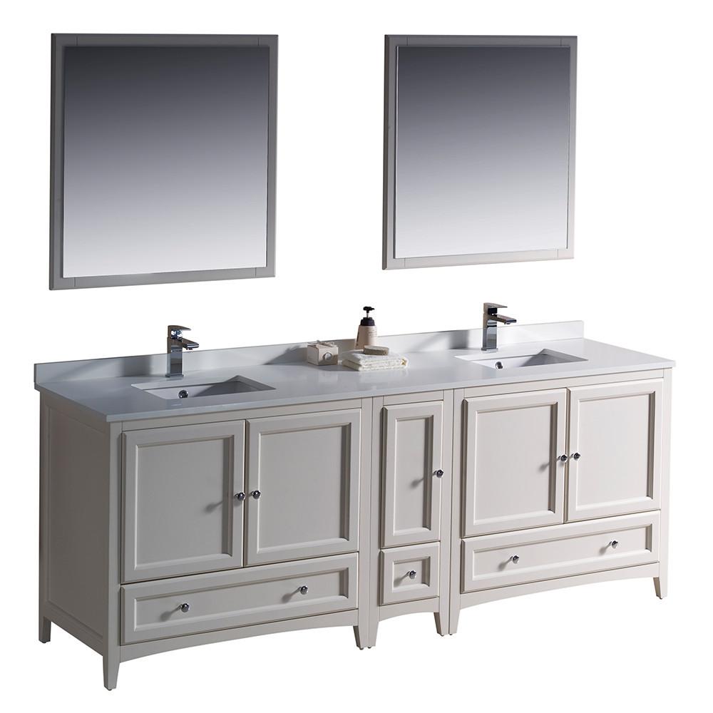 Fresca Oxford 84" Antique White Traditional Double Sink Bathroom Vanity Vanity Fresca 