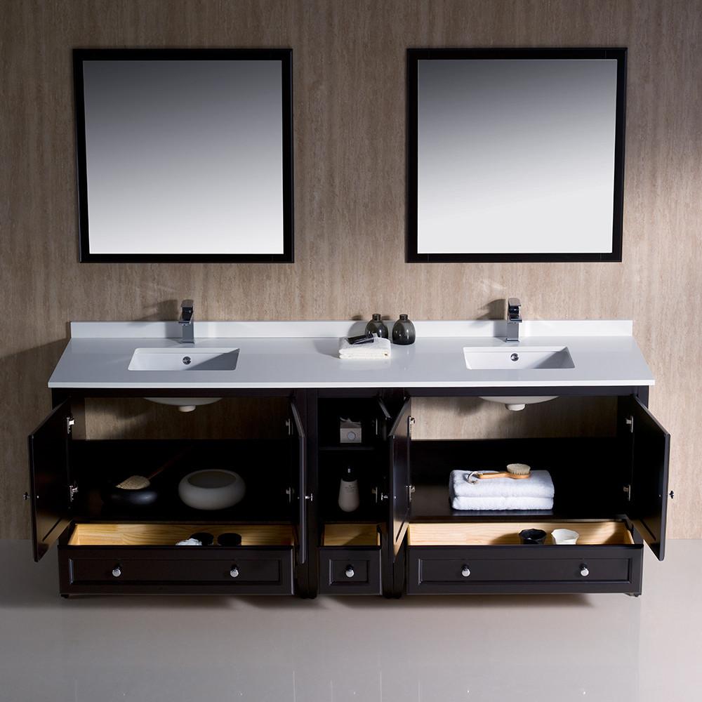Fresca Oxford 84" Espresso Traditional Double Sink Bathroom Vanity Vanity Fresca 