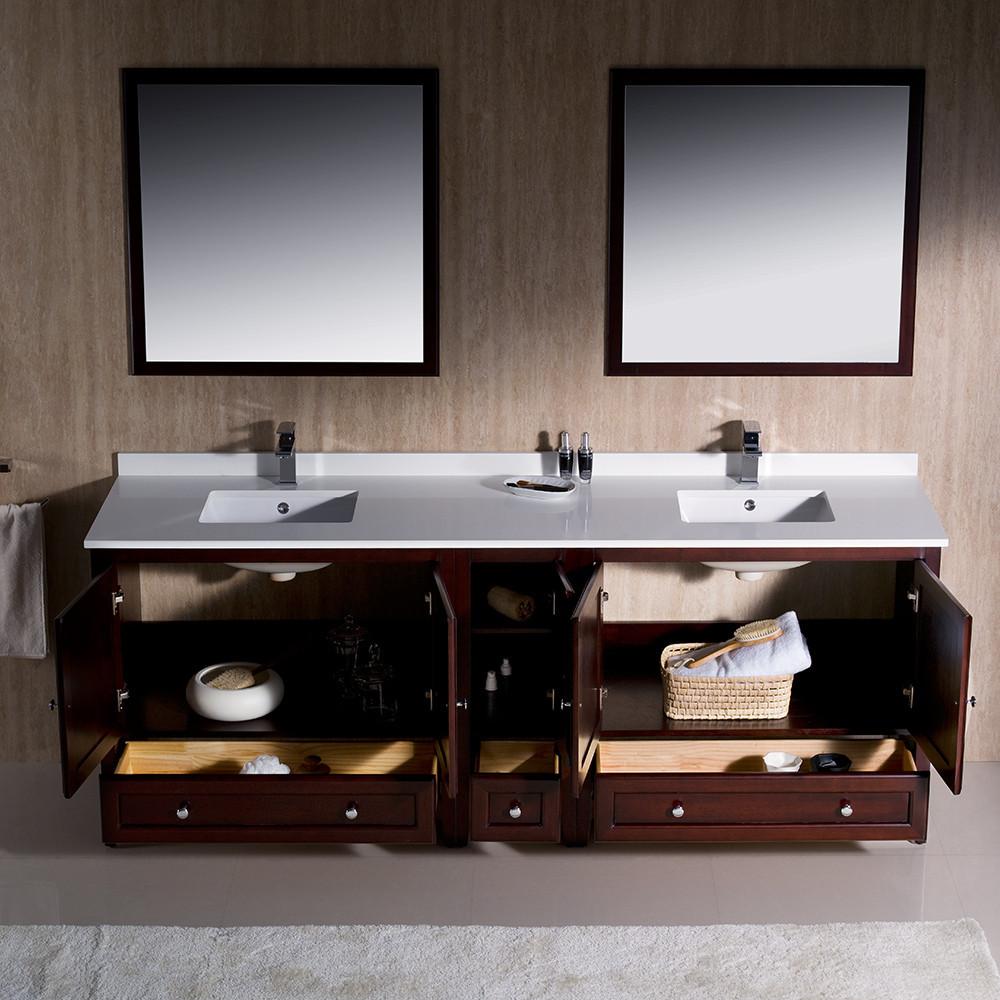 Fresca Oxford 84" Mahogany Traditional Double Sink Bathroom Vanity Vanity Fresca 