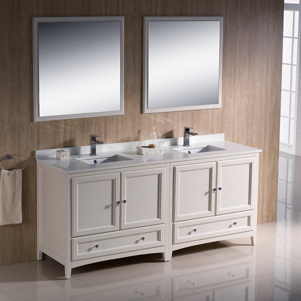 Fresca Oxford 72" Antique White Traditional Double Sink Bathroom Vanity Vanity Fresca 