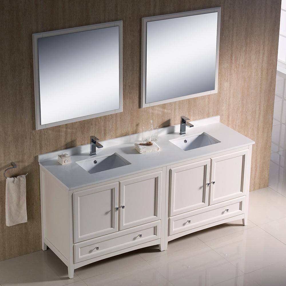Fresca Oxford 72" Antique White Traditional Double Sink Bathroom Vanity Vanity Fresca 