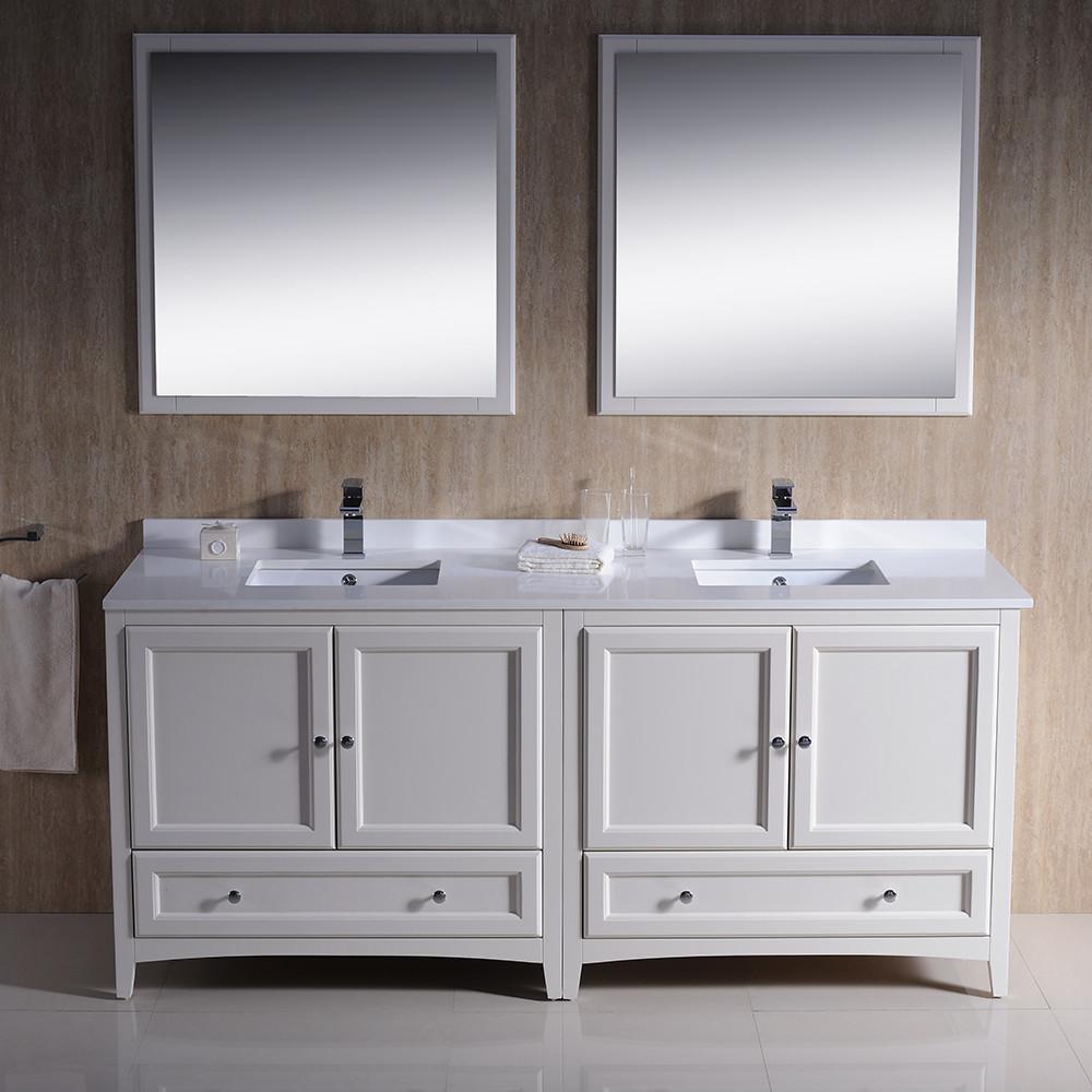 Fresca Oxford 72" Antique White Traditional Double Sink Bathroom Vanity Vanity Fresca 