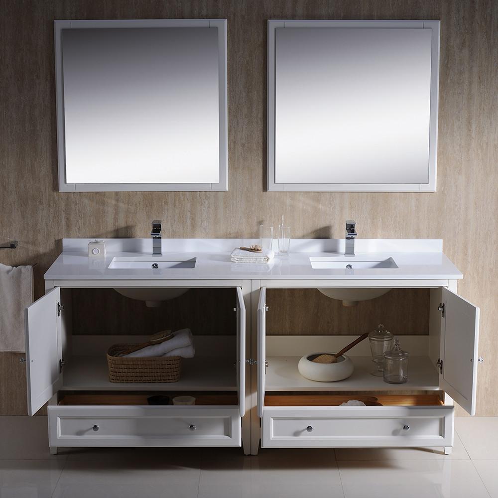 Fresca Oxford 72" Antique White Traditional Double Sink Bathroom Vanity Vanity Fresca 