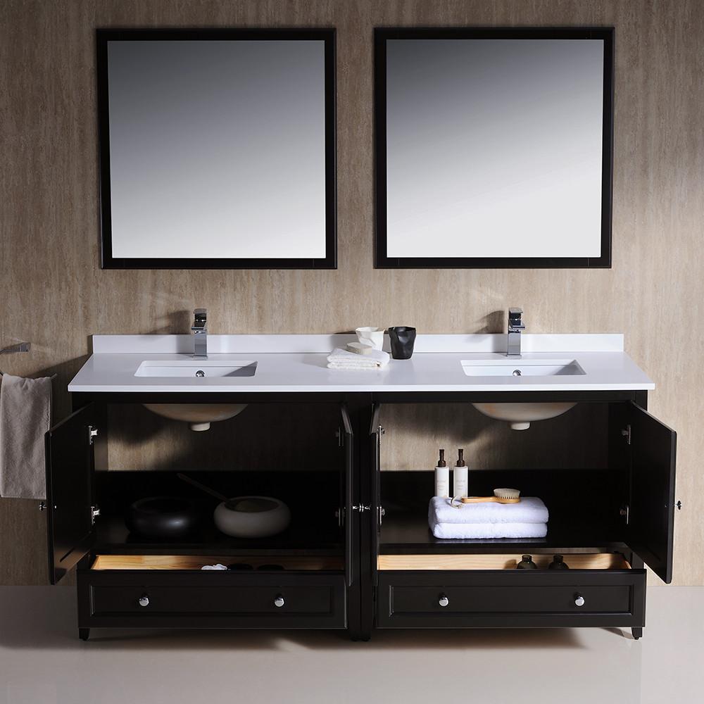 Fresca Oxford 72" Espresso Traditional Double Sink Bathroom Vanity Vanity Fresca 