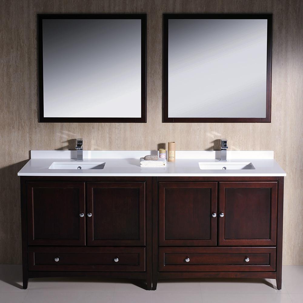 Fresca Oxford 72" Mahogany Traditional Double Sink Bathroom Vanity Vanity Fresca 