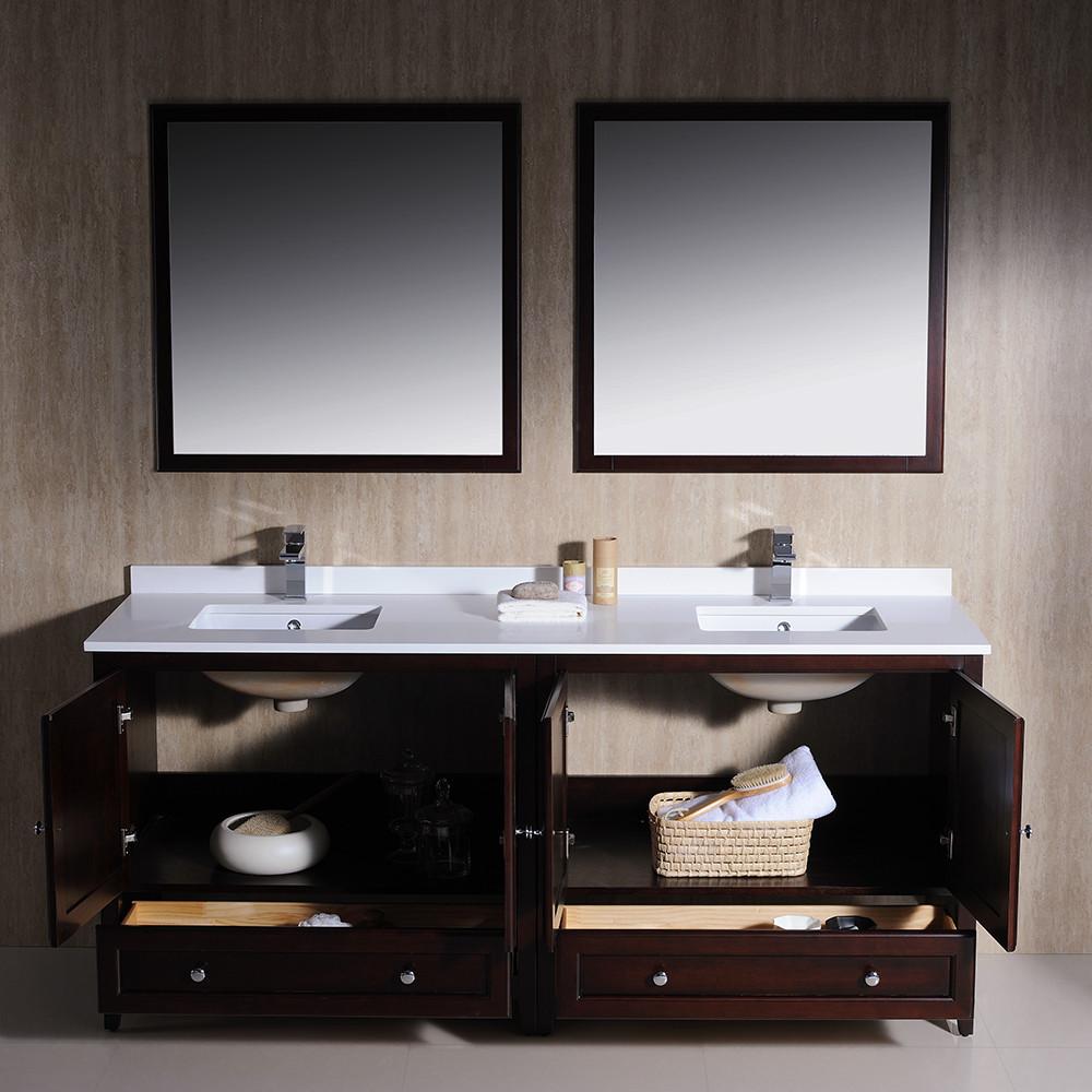 Fresca Oxford 72" Mahogany Traditional Double Sink Bathroom Vanity Vanity Fresca 