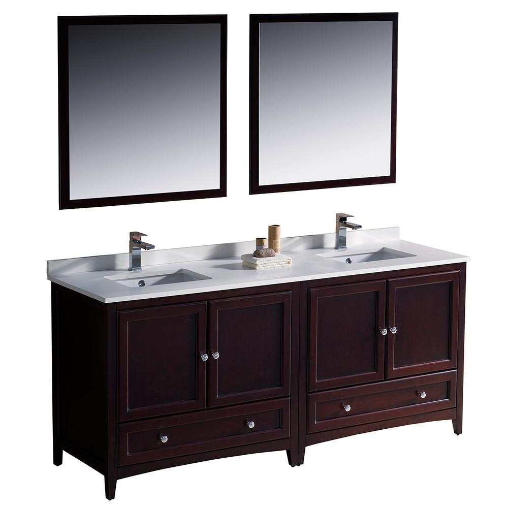 Fresca Oxford 72" Mahogany Traditional Double Sink Bathroom Vanity Vanity Fresca 
