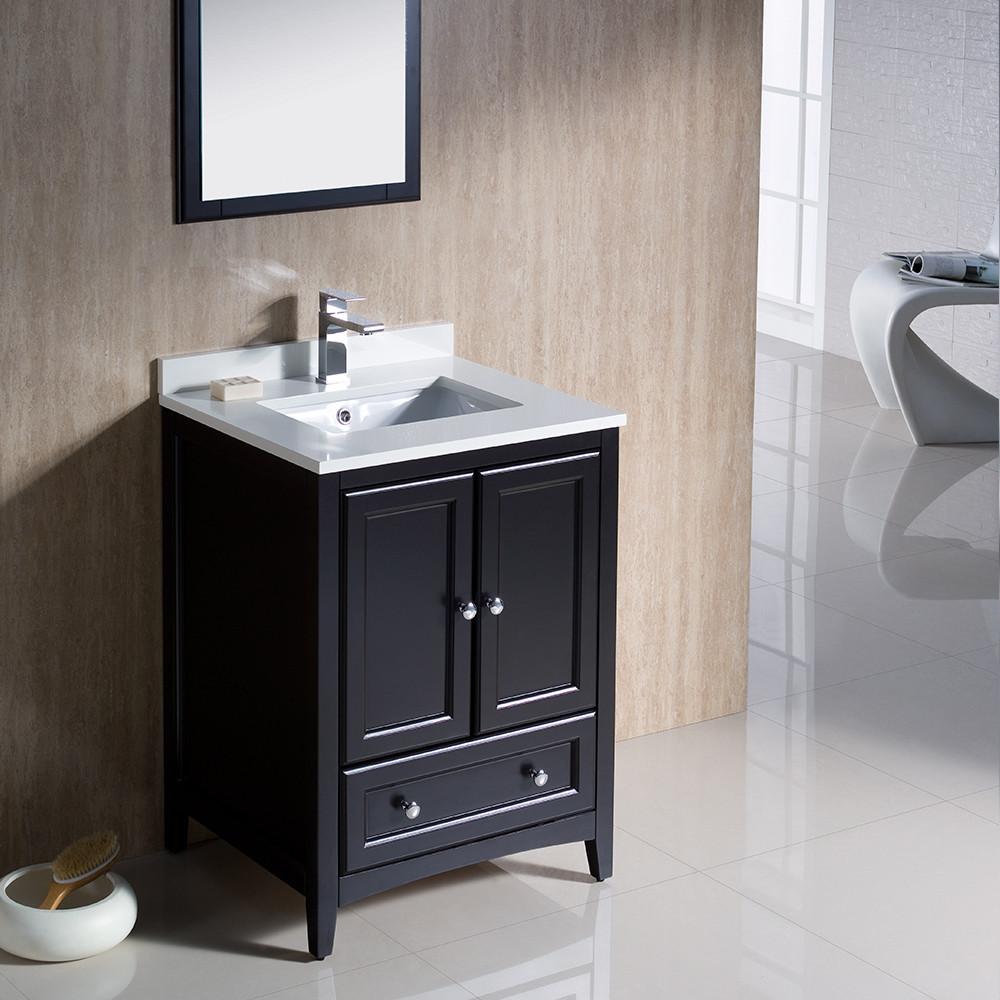 Fresca Oxford 24" Espresso Traditional Bathroom Vanity Free Faucet Vanity Fresca 