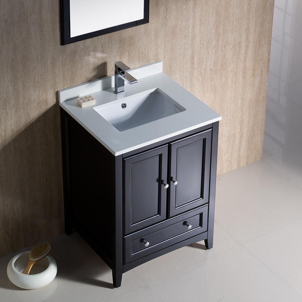 Fresca Oxford 24" Espresso Traditional Bathroom Vanity Free Faucet Vanity Fresca 
