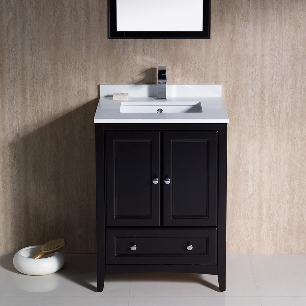 Fresca Oxford 24" Espresso Traditional Bathroom Vanity Free Faucet Vanity Fresca 
