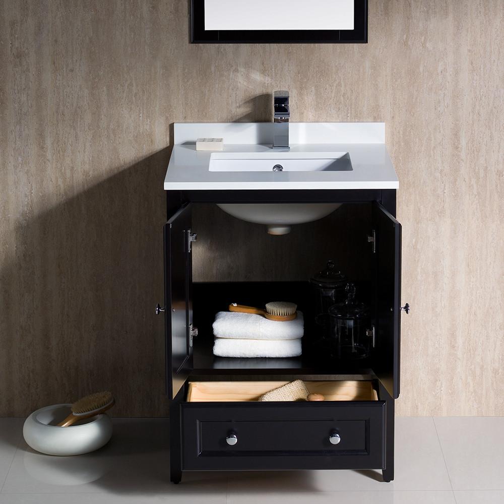 Fresca Oxford 24" Espresso Traditional Bathroom Vanity Free Faucet Vanity Fresca 