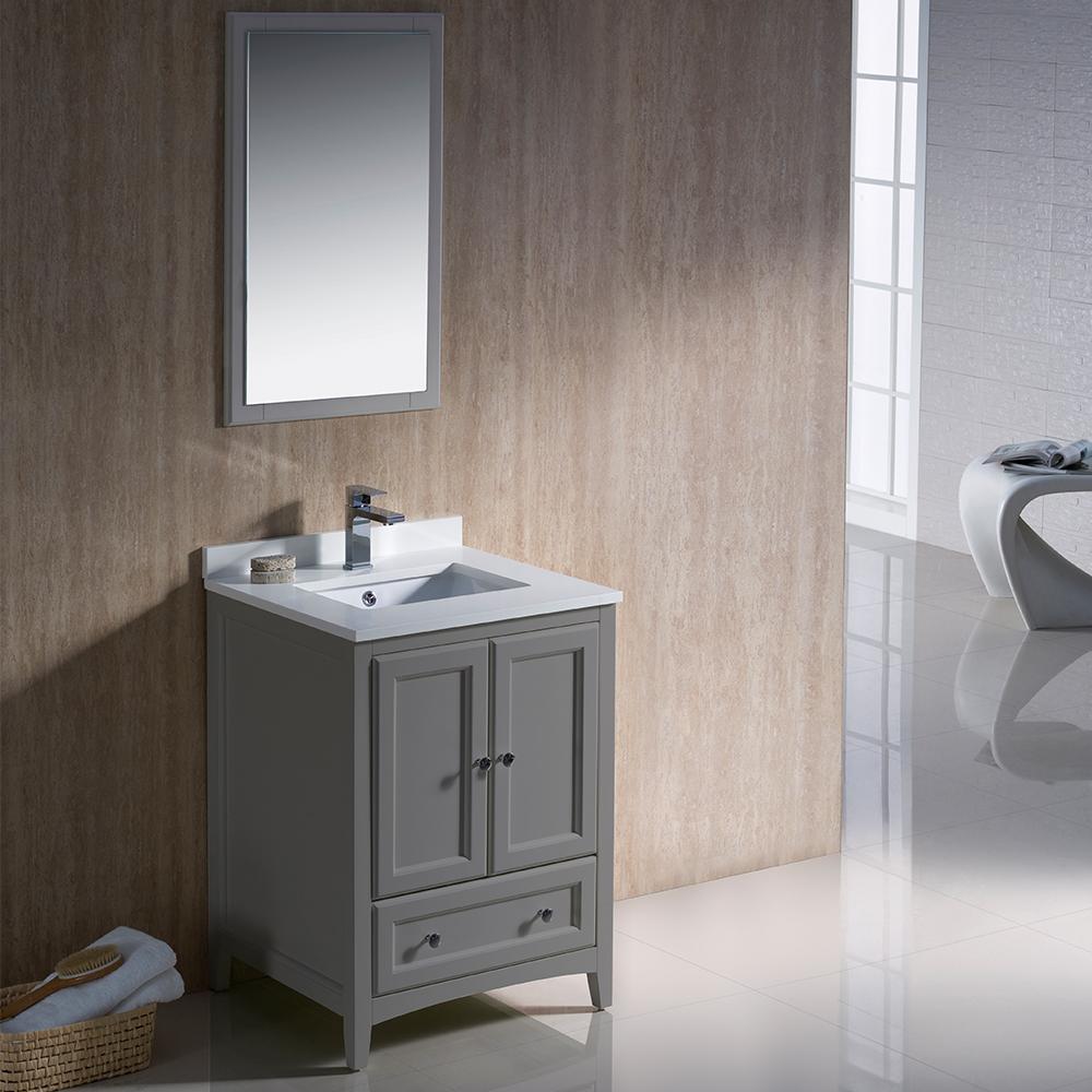 Fresca Oxford 24" Gray Traditional Bathroom Vanity Free Faucet Vanity Fresca 