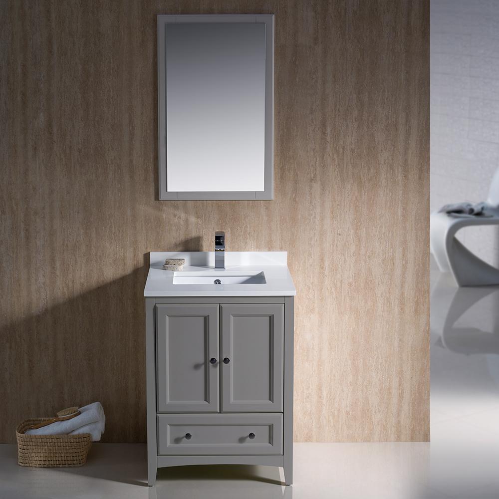 Fresca Oxford 24" Gray Traditional Bathroom Vanity Free Faucet Vanity Fresca 