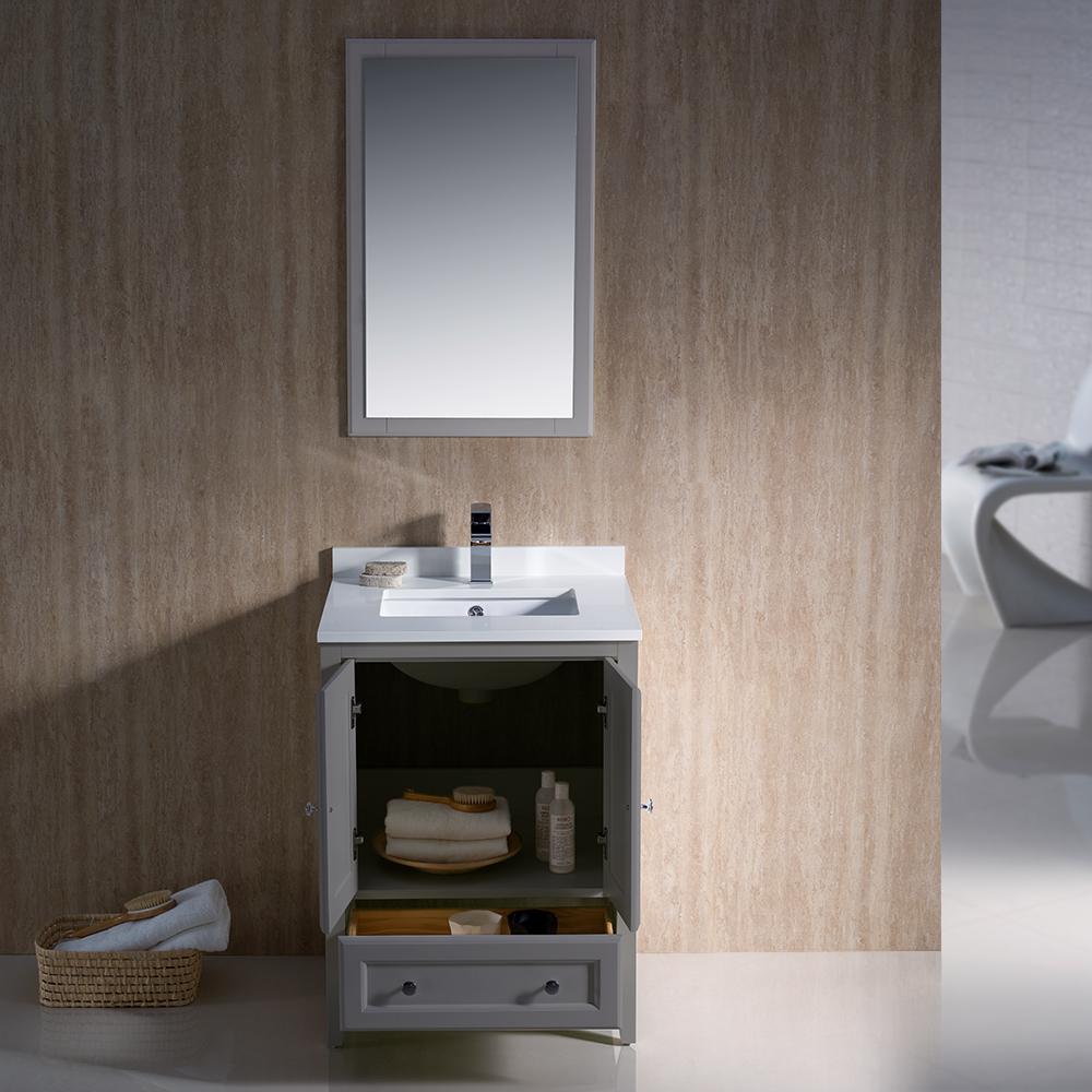 Fresca Oxford 24" Gray Traditional Bathroom Vanity Free Faucet Vanity Fresca 