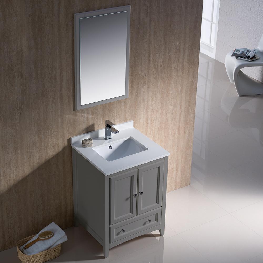 Fresca Oxford 24" Gray Traditional Bathroom Vanity Free Faucet Vanity Fresca 