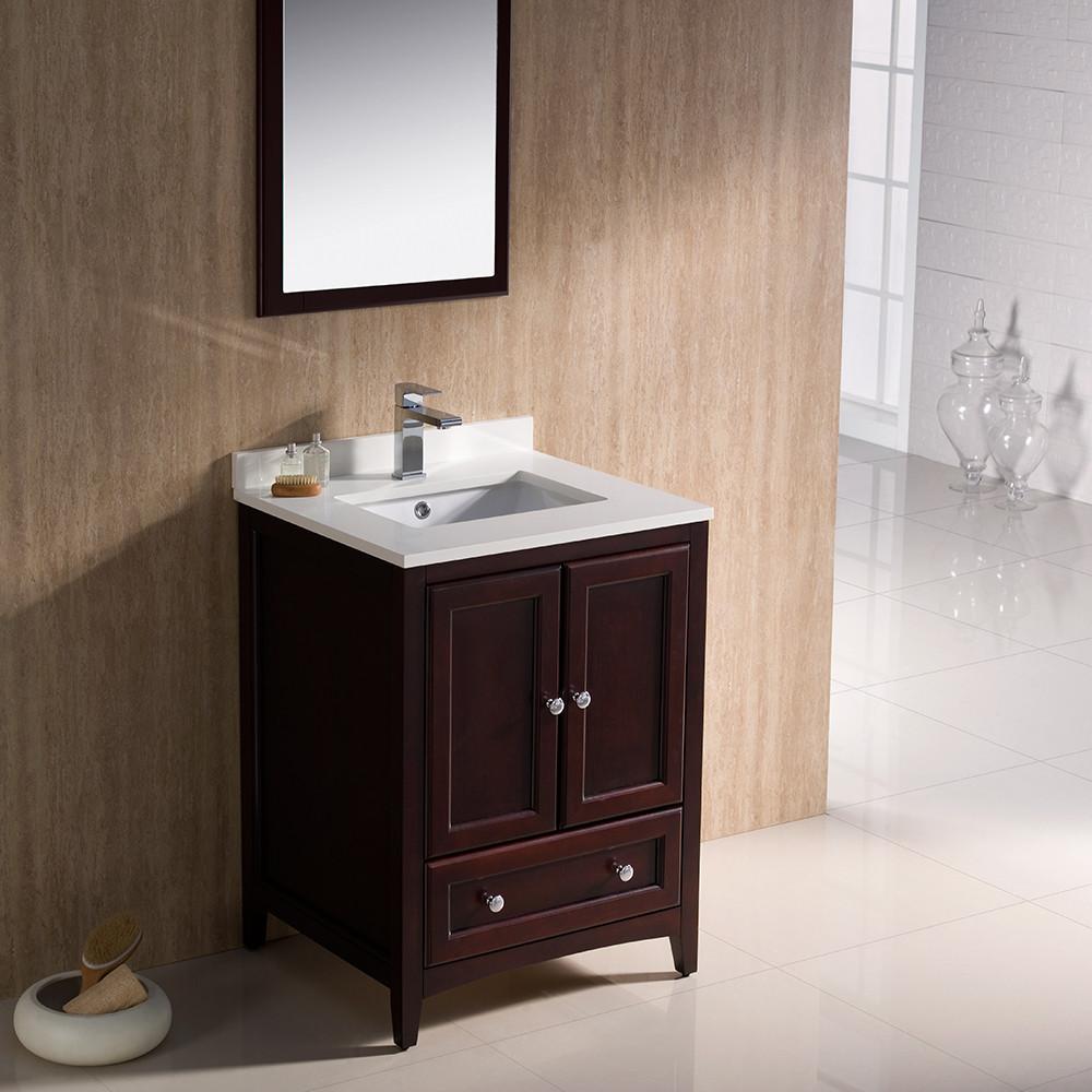 Fresca Oxford 24" Mahogany Traditional Bathroom Vanity Free Faucet Vanity Fresca 