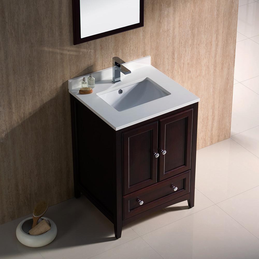 Fresca Oxford 24" Mahogany Traditional Bathroom Vanity Free Faucet Vanity Fresca 