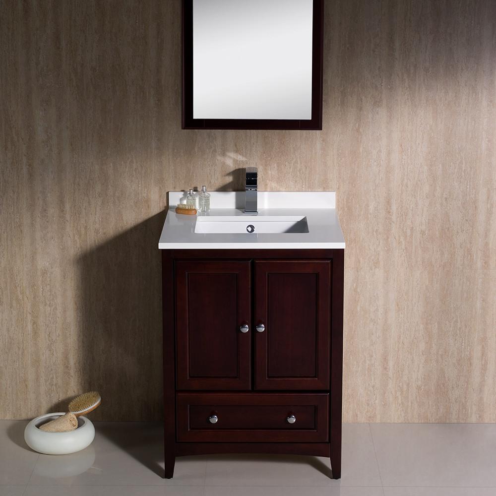 Fresca Oxford 24" Mahogany Traditional Bathroom Vanity Free Faucet Vanity Fresca 