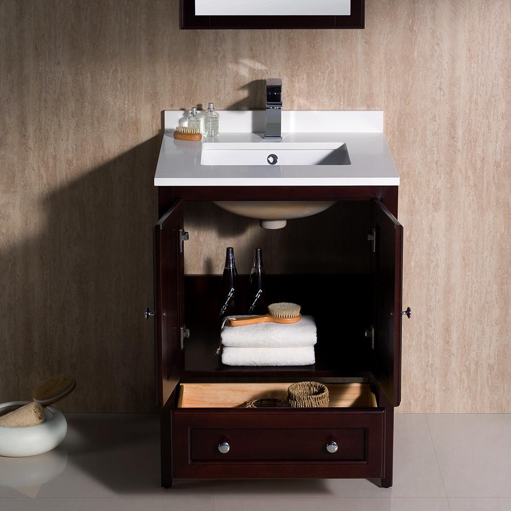 Fresca Oxford 24" Mahogany Traditional Bathroom Vanity Free Faucet Vanity Fresca 