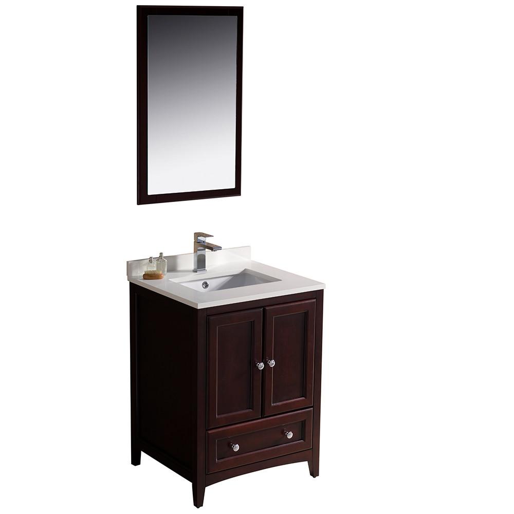 Fresca Oxford 24" Mahogany Traditional Bathroom Vanity Free Faucet Vanity Fresca 