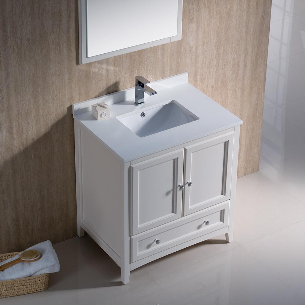 Fresca Oxford 30" Antique White Traditional Bathroom Vanity Free Faucet Vanity Fresca 
