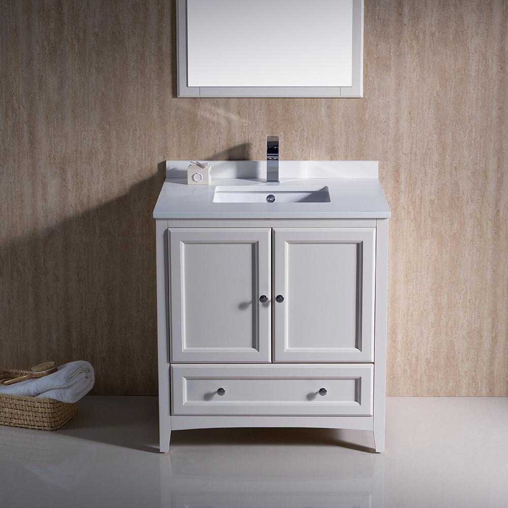 Fresca Oxford 30" Antique White Traditional Bathroom Vanity Free Faucet Vanity Fresca 