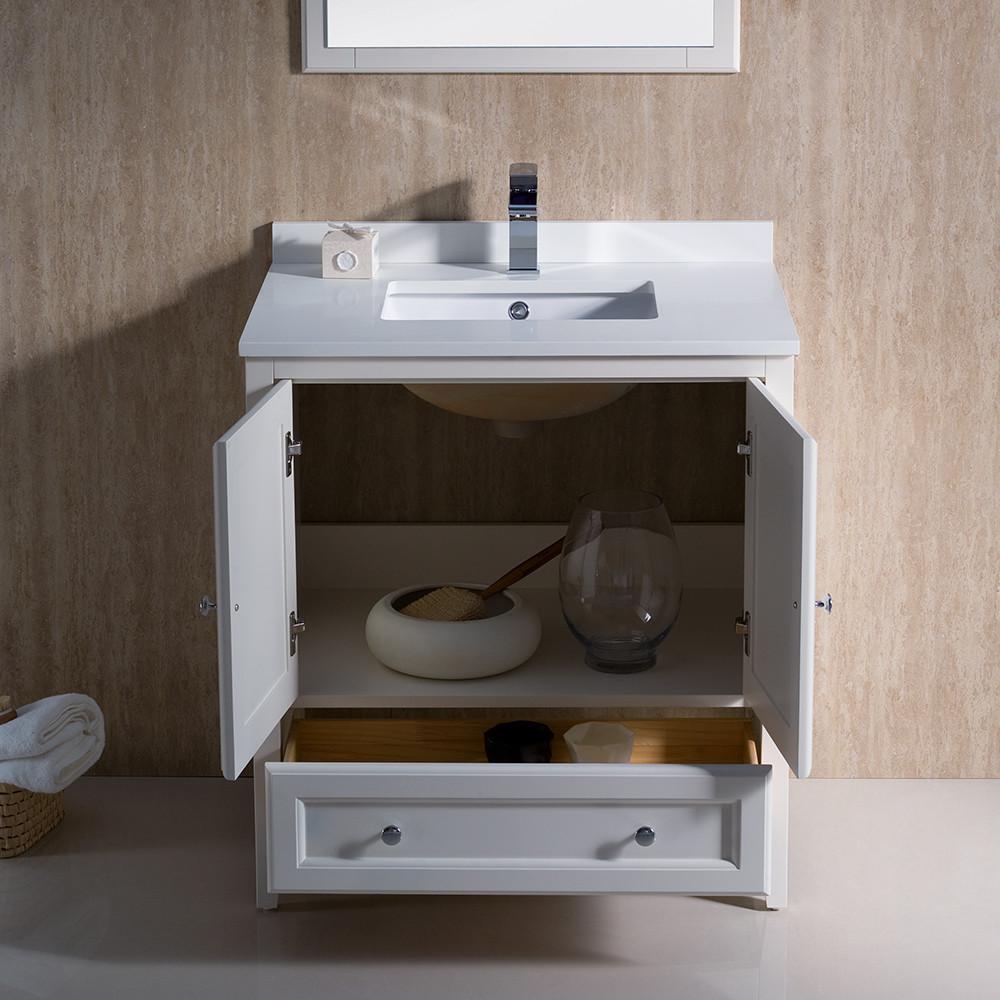 Fresca Oxford 30" Antique White Traditional Bathroom Vanity Free Faucet Vanity Fresca 