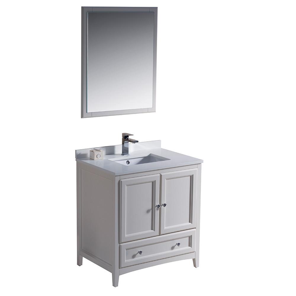 Fresca Oxford 30" Antique White Traditional Bathroom Vanity Free Faucet Vanity Fresca 