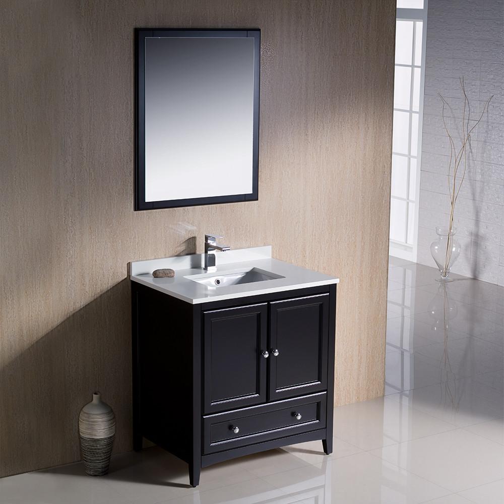 Fresca Oxford 30" Espresso Traditional Bathroom Vanity Free Faucet Vanity Fresca 