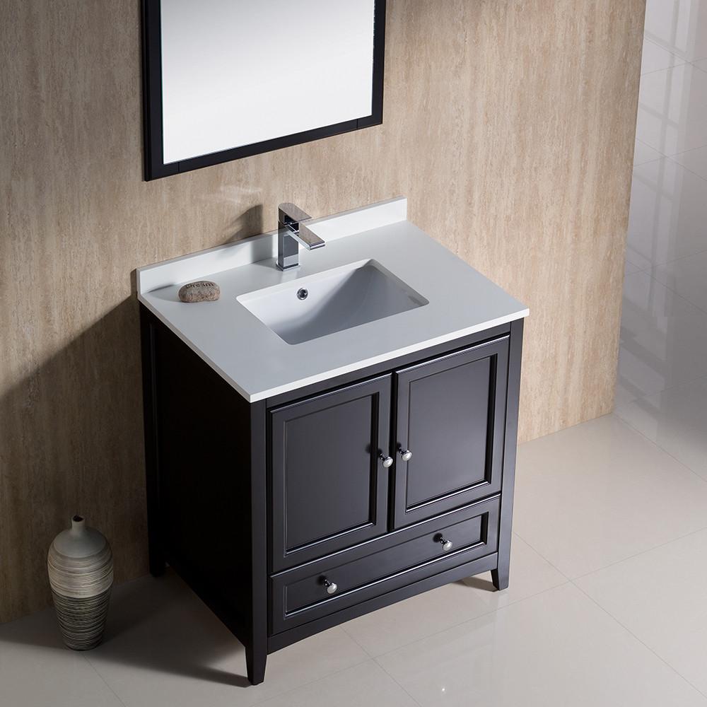 Fresca Oxford 30" Espresso Traditional Bathroom Vanity Free Faucet Vanity Fresca 