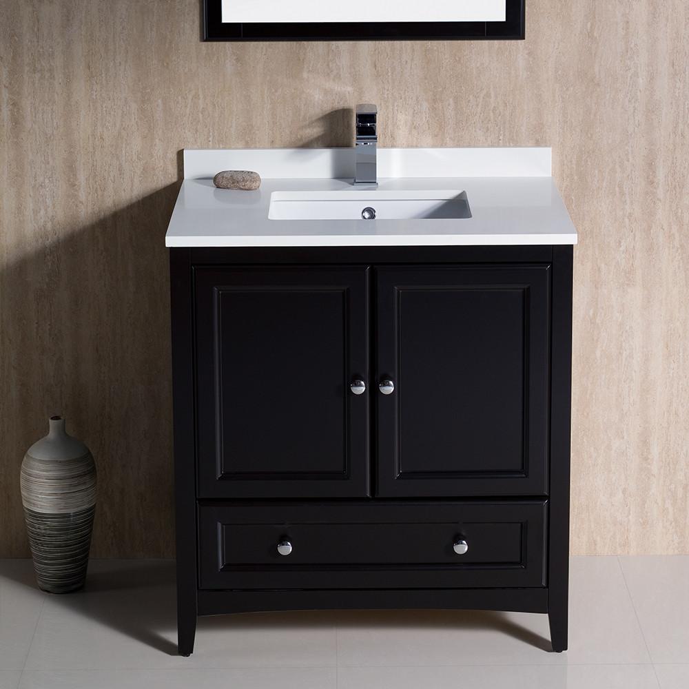 Fresca Oxford 30" Espresso Traditional Bathroom Vanity Free Faucet Vanity Fresca 