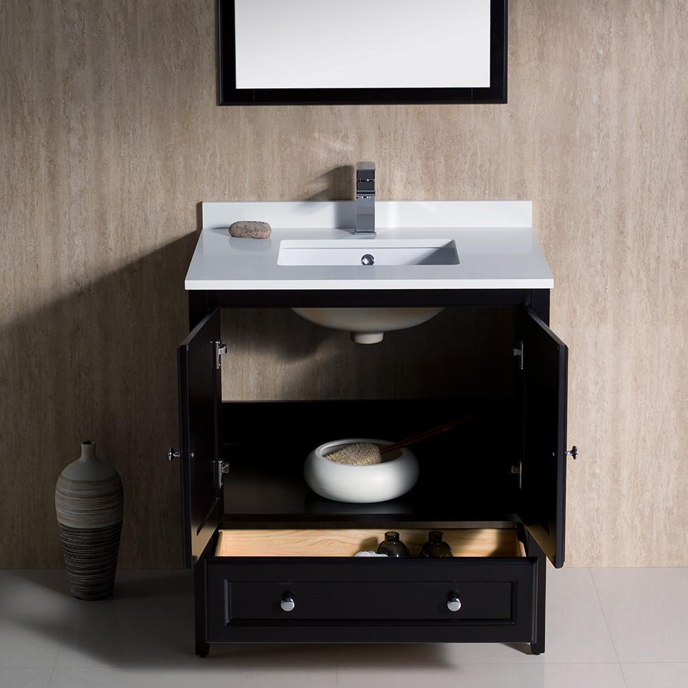 Fresca Oxford 30" Espresso Traditional Bathroom Vanity Free Faucet Vanity Fresca 