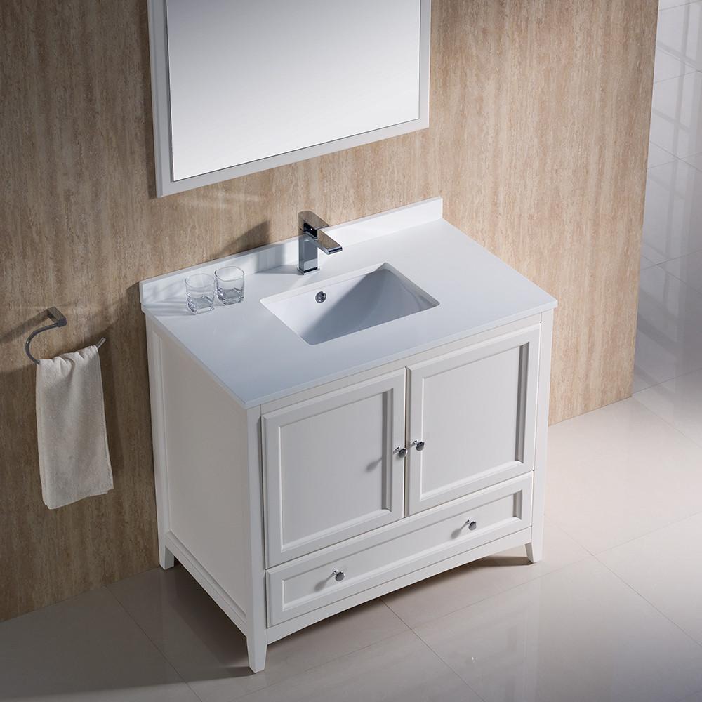 Fresca Oxford 36" Antique White Traditional Bathroom Vanity Free Faucet Vanity Fresca 