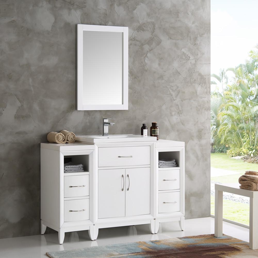 Fresca Cambridge 48" White Traditional Bathroom Vanity w/ Mirror Vanity Fresca 