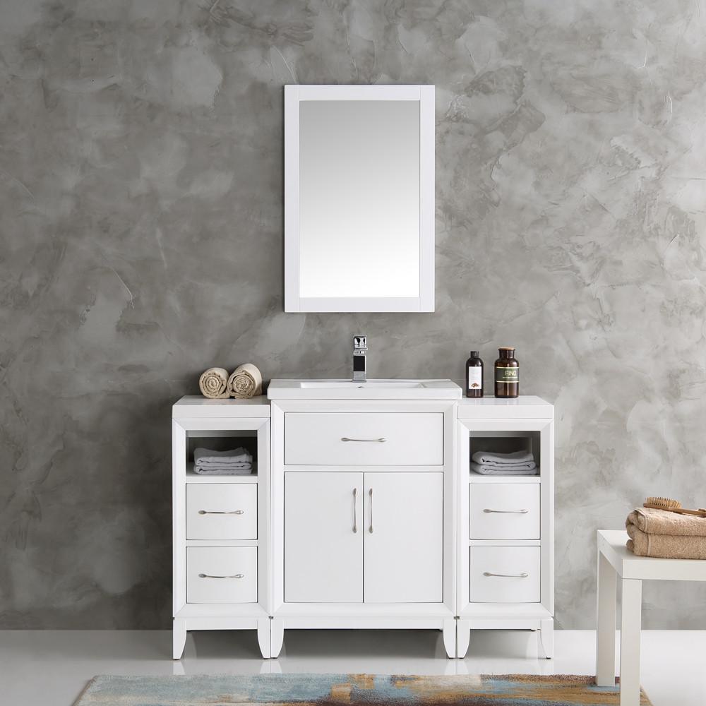 Fresca Cambridge 48" White Traditional Bathroom Vanity w/ Mirror Vanity Fresca 