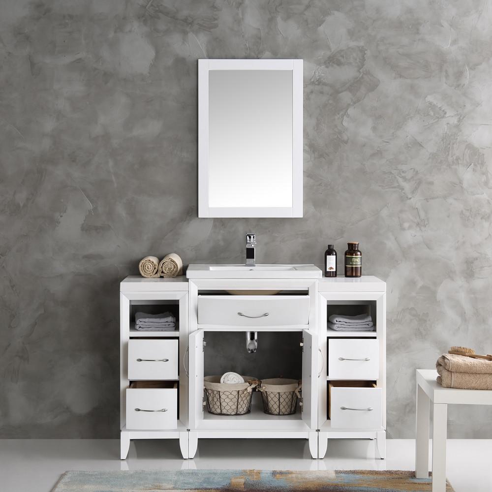 Fresca Cambridge 48" White Traditional Bathroom Vanity w/ Mirror Vanity Fresca 