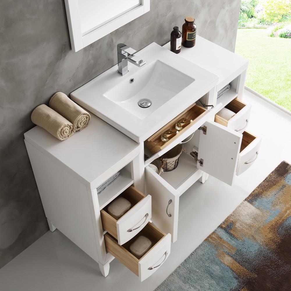 Fresca Cambridge 48" White Traditional Bathroom Vanity w/ Mirror Vanity Fresca 