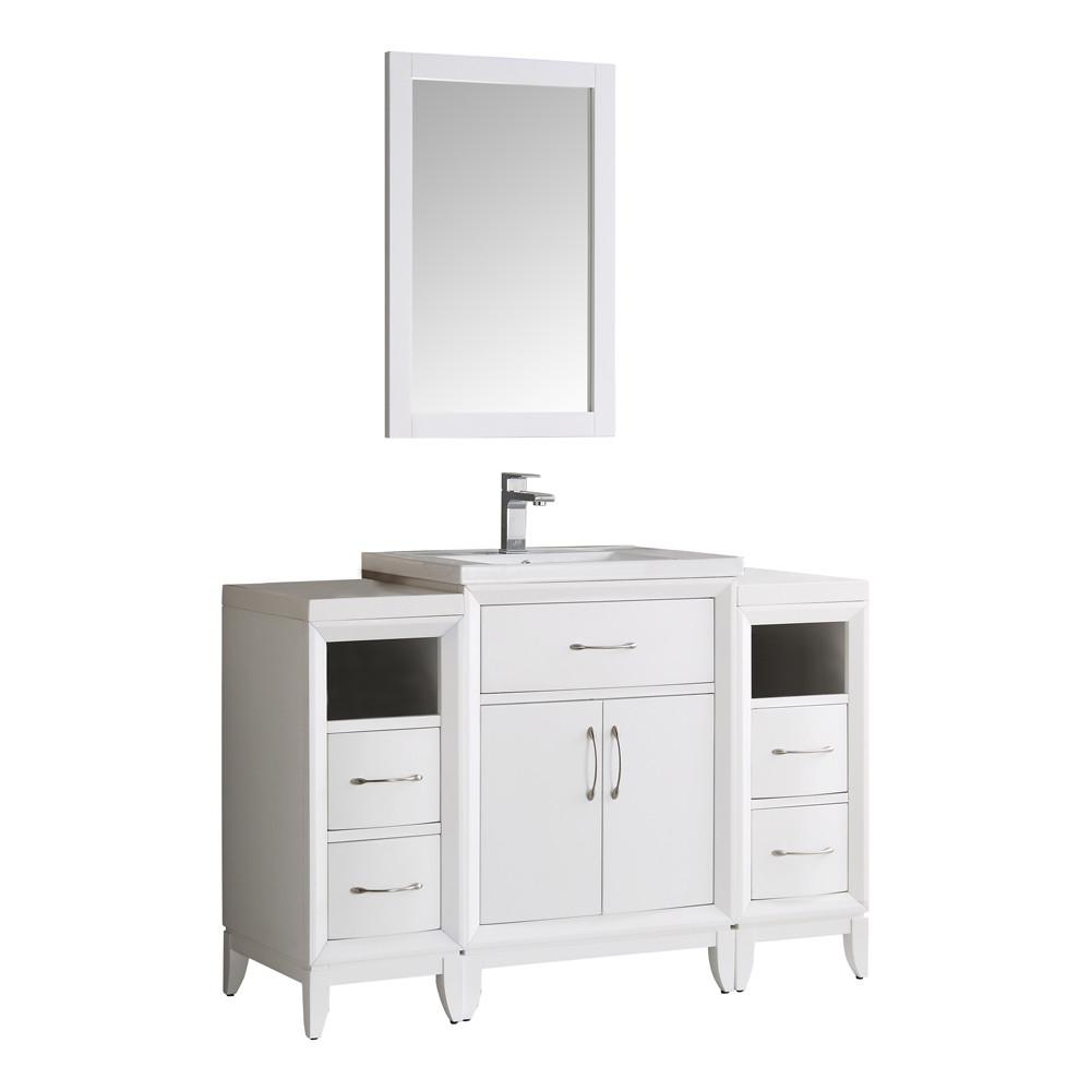 Fresca Cambridge 48" White Traditional Bathroom Vanity w/ Mirror Vanity Fresca 