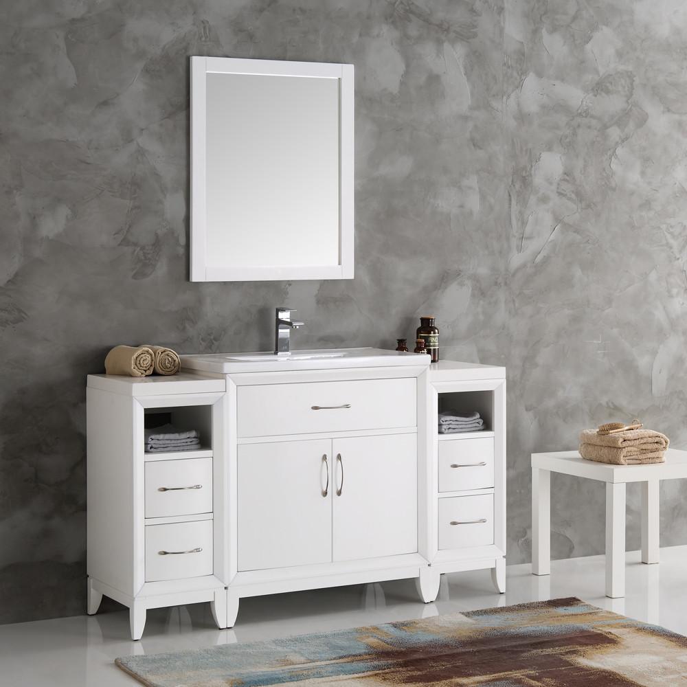 Fresca Cambridge 54" White Traditional Bathroom Vanity w/ Mirror Vanity Fresca 