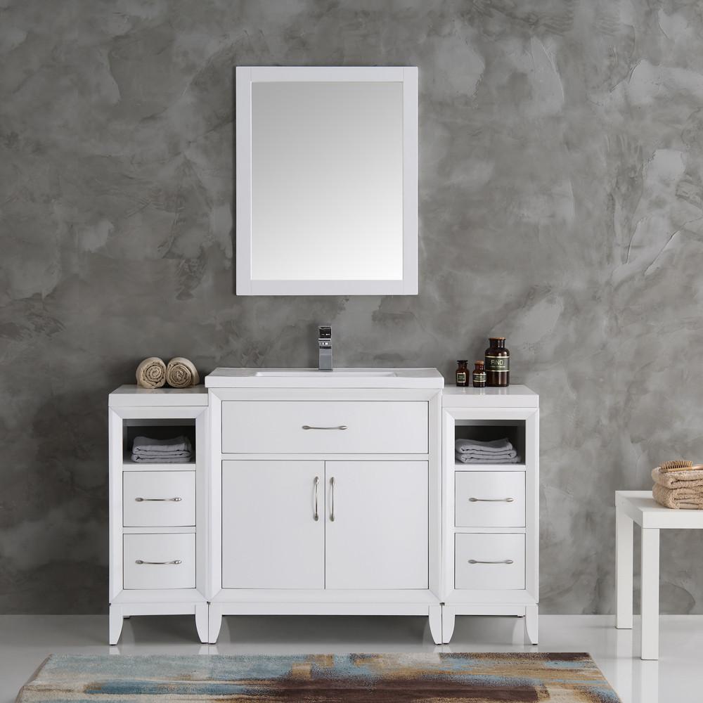 Fresca Cambridge 54" White Traditional Bathroom Vanity w/ Mirror Vanity Fresca 