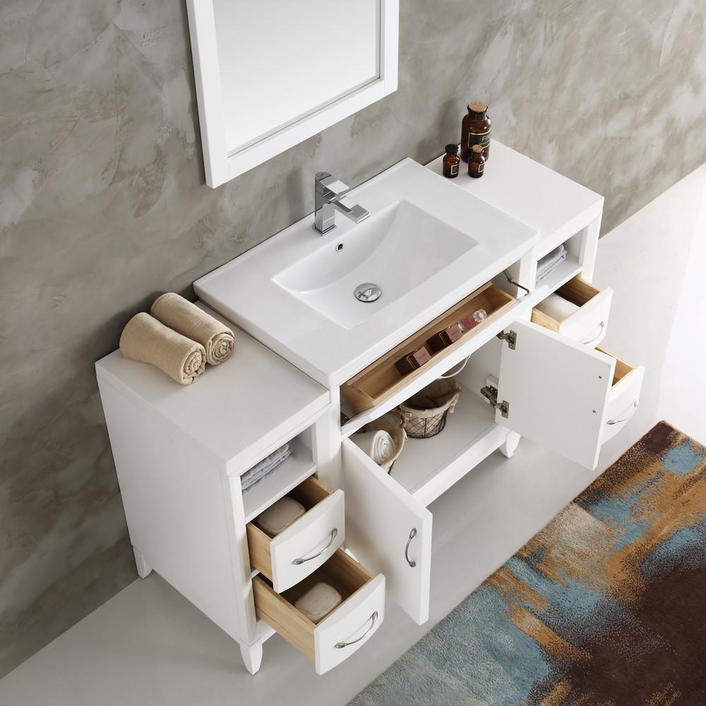 Fresca Cambridge 54" White Traditional Bathroom Vanity w/ Mirror Vanity Fresca 