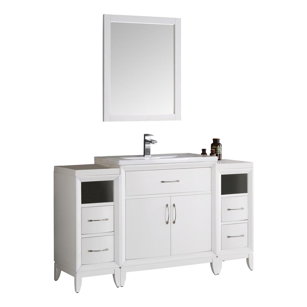 Fresca Cambridge 54" White Traditional Bathroom Vanity w/ Mirror Vanity Fresca 