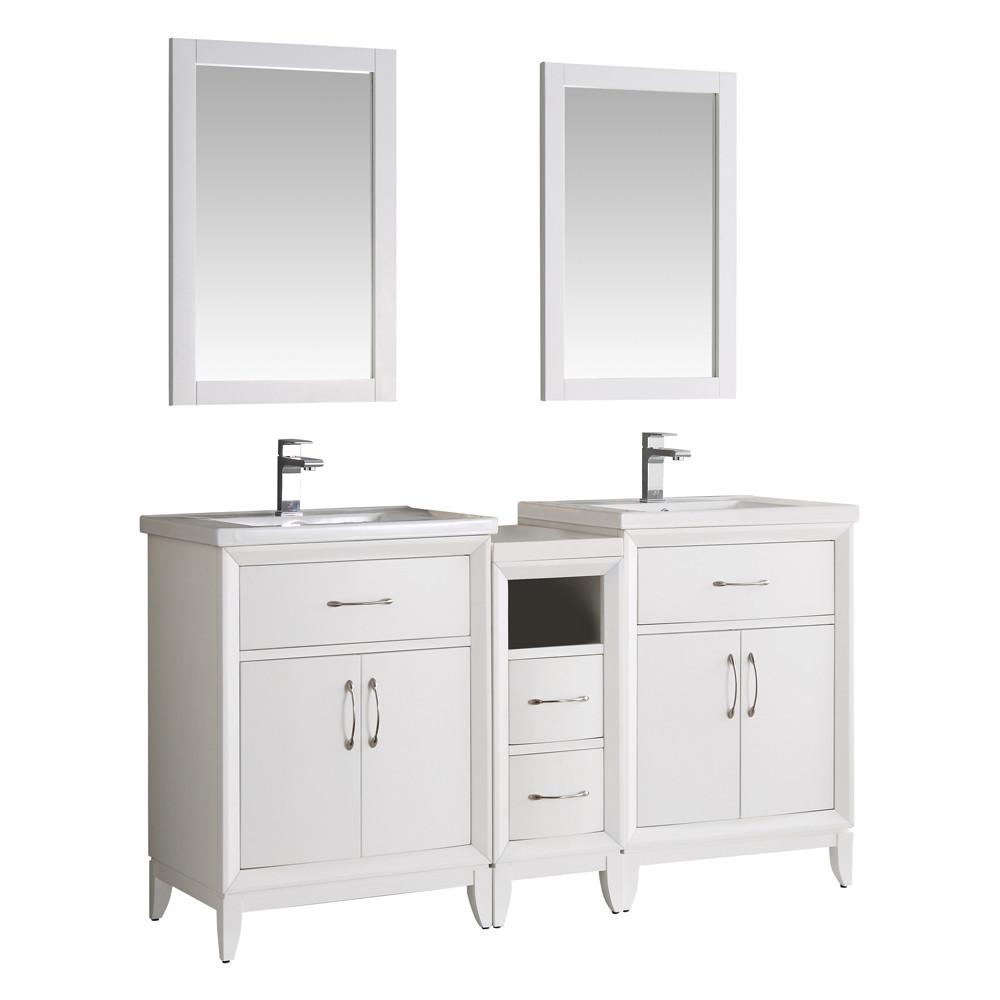 Fresca Cambridge 60" White Double Sink Traditional Bathroom Vanity w/ Mirrors Vanity Fresca 