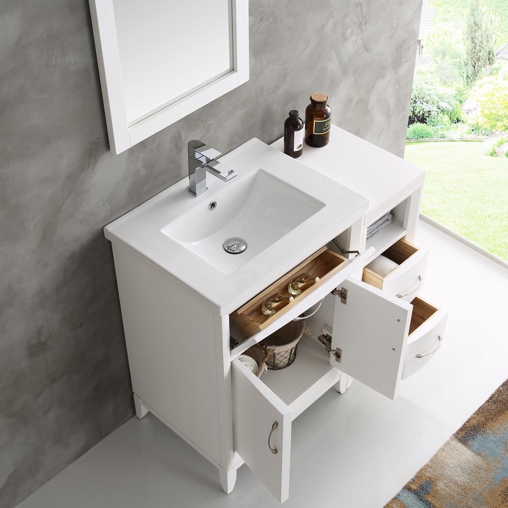Fresca Cambridge 36" White Traditional Bathroom Vanity w/ Mirror Vanity Fresca 